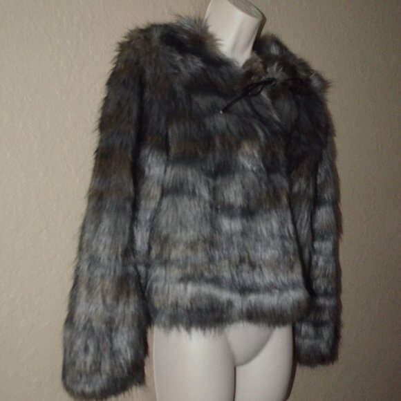 NWT $388 Sz S Ramy Brook Gray Vintage Faux Fur Cropped Jacket - Picture 3 of 6